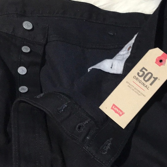 NWT Levi’s 501 black jeans button fly big 58 X 34 - Picture 8 of 9